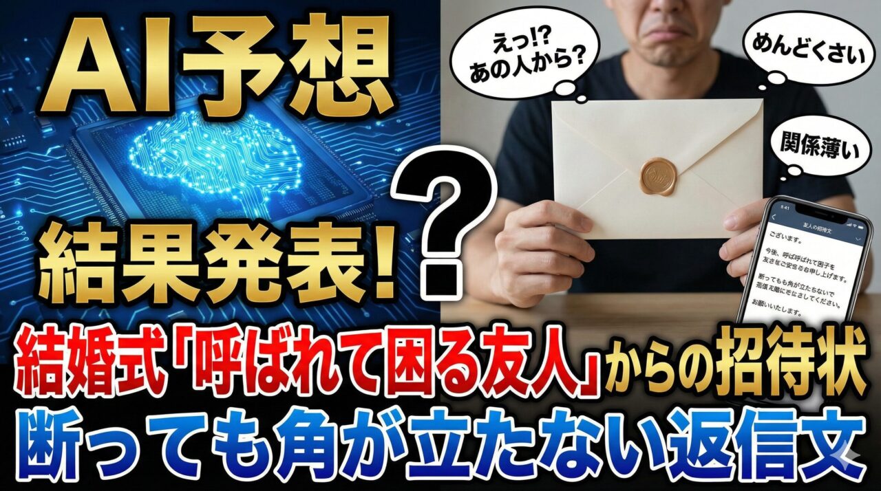 AI予想】結婚式、「呼ばれて困る友人」からの招待状。断っても角が立たないAI生成の「神・返信文」 | AI予想パビリオン