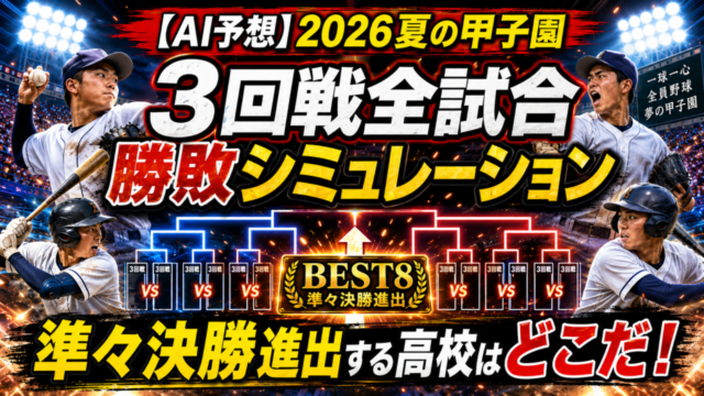 【AI予想】2026夏の甲子園 3回戦全8試合 勝敗シミュレーション|準々決勝進出する高校はどこだ! | AI予想パビリオン